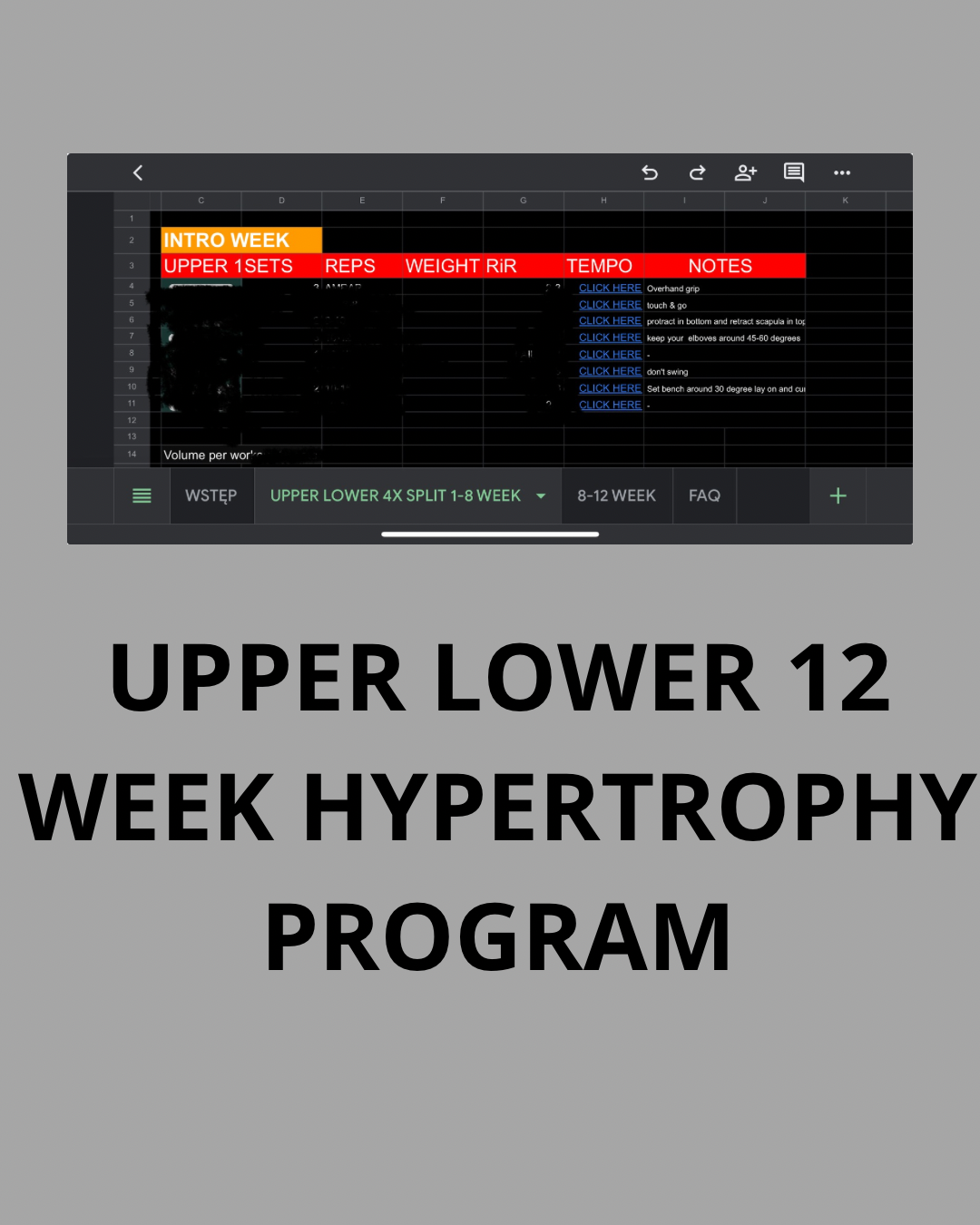 Upper Lower hypertrophy 12 week training program